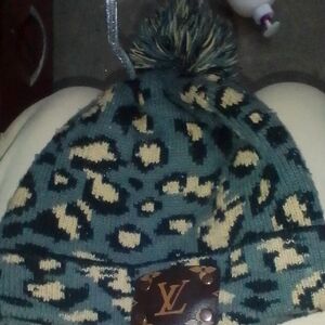 Louis Vuitton Green and Black Leopard Beanie
